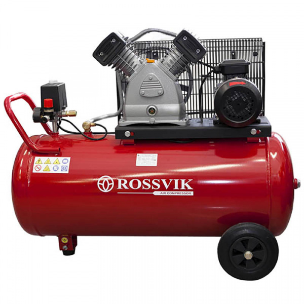 Компрессор ROSSVIK СБ4/С-100.LB30А, 420 л/мин, 10 бар, ресивер 100 л, 220 В/2,2 кВт, красный